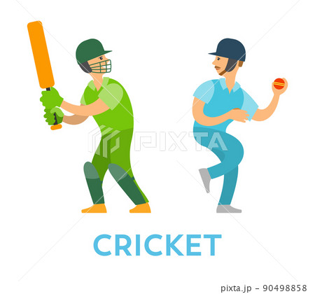 Cricket Players People with Bat and Ball Team 90498858