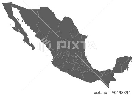 Vector blank map of Mexico with regions or or states and administrative divisions. Editable and clearly labeled layers. 90498894