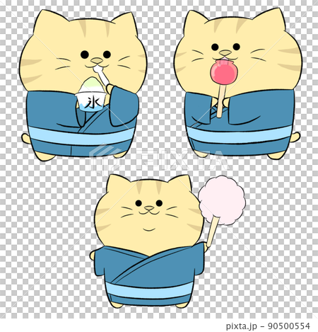 祭を楽しむゆるかわ茶トラ猫① 3点セット 90500554