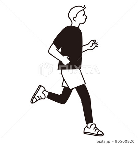 ジョギングをする男性の線画 90500920