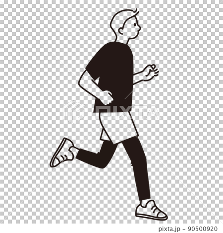 ジョギングをする男性の線画 90500920