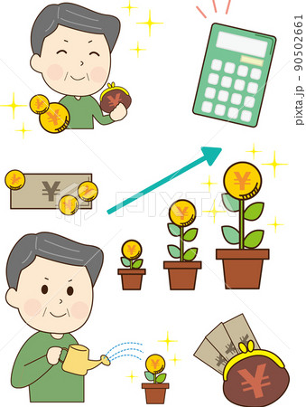 貯金(年配男性)イラスト 90502661