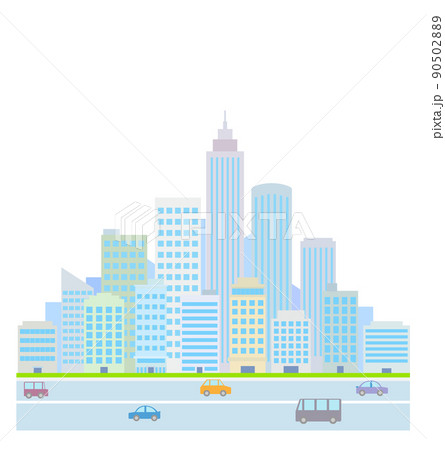 都会のビル群のアイコンイラストのイラスト素材