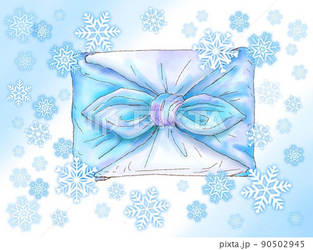 風呂敷_雪の結晶_水色の風呂敷_背景色あり 風呂敷_雪の結晶_水色の風呂敷_背景色あり 90502945