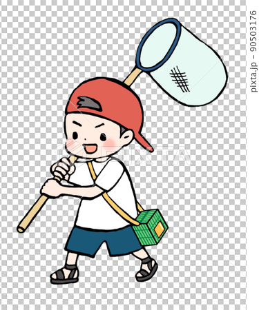 虫取りをする男の子のイラスト 90503176