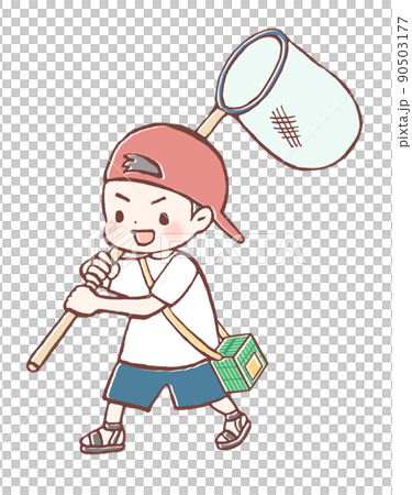 虫取りをする男の子のイラスト 虫取りをする男の子のイラスト 90503177