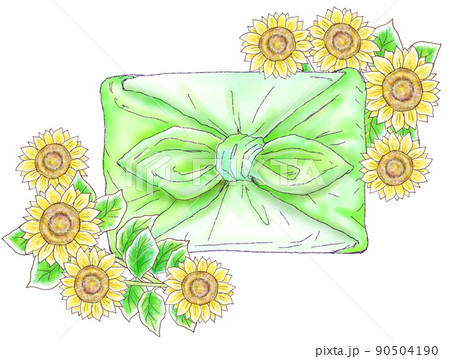 風呂敷_向日葵_黄緑の風呂敷 90504190