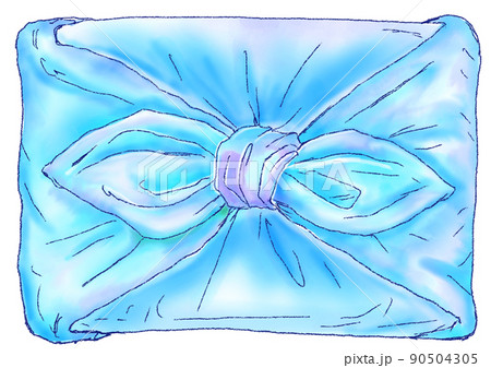 風呂敷包み 水色のイラスト素材