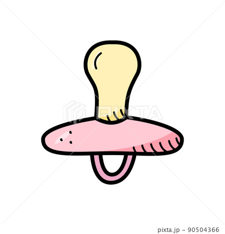 Baby pacifier cartoon doodle style. Vector illustration of a newborn nipple Baby pacifier cartoon doodle style. Vector illustration of a newborn nipple 90504366