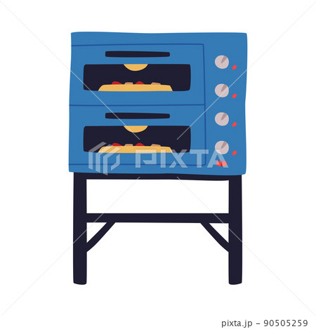 Closed Oven with Pizza Cooking Inside Vector Illustration 90505259