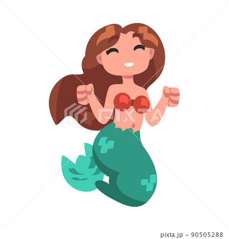 Mermaid or Seamaid as Aquatic Creature with Female Body and Fish Tail Vector Illustration 90505288