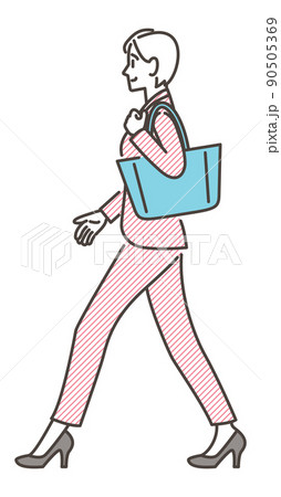 笑顔で歩くビジネスウーマン【ベクターイラスト素材】 90505369