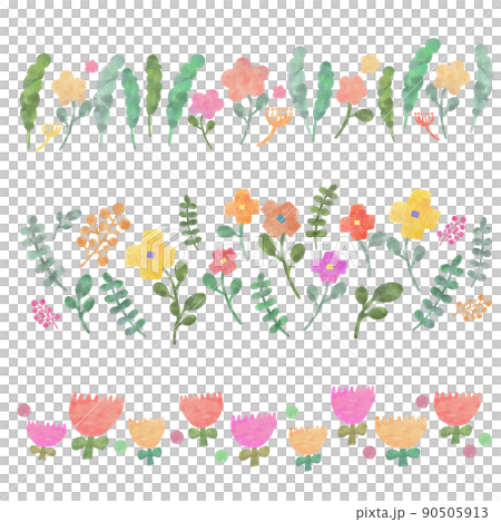 花和葉的手寫風格插圖 花和葉的手寫風格插圖 90505913