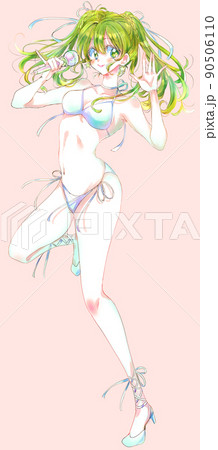 水着で歌うアイドル 緑髪 水着で歌うアイドル 緑髪 90506110