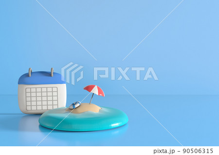 南の島とカレンダーの夏休みイメージ 90506315