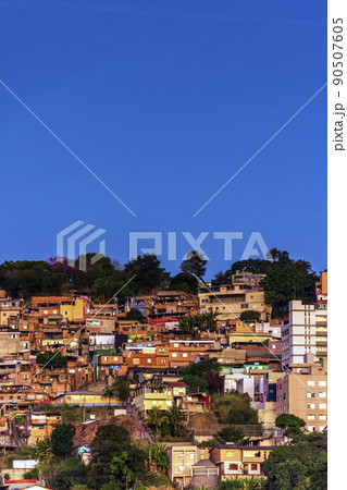 Dusk in the slum in Belo Horizonte city 90507605
