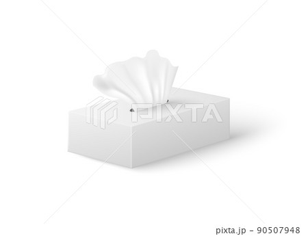 Tissue box realistic mockup, product angle view, 3d vector illustration isolated on white background. 90507948