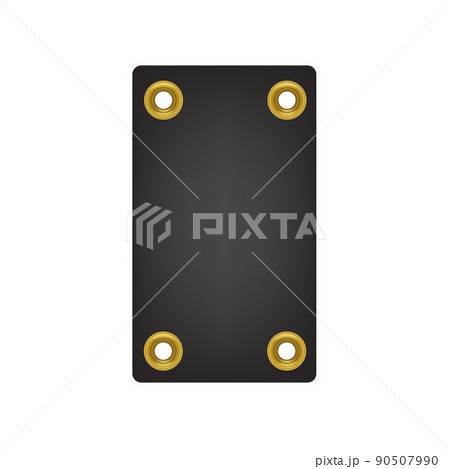 Black paper tag with round golden eyelets, realistic, vector illustration 90507990