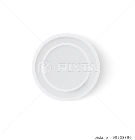 Round plastic lid or cap from cream cheese container, realistic vector illustration isolated on white background. Round plastic lid or cap from cream cheese container, realistic vector illustration isolated on white background. 90508396