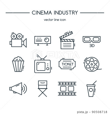 TV industry icons line set.  90508718