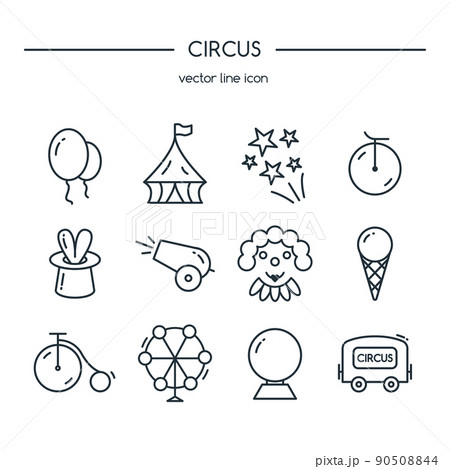 Circus icons line set. Circus icons line set. 90508844