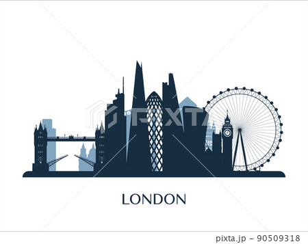 London skyline monochrome silhouette. London skyline monochrome silhouette. 90509318