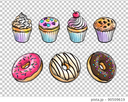 Sweets sketches set. 90509619