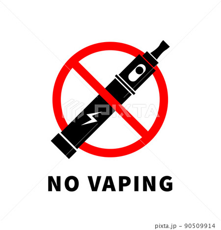No vaping forbidden sign with electronic cigarette on white 90509914