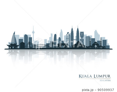 Kuala Lumpur, blue skyline silhouette with reflection.  90509937