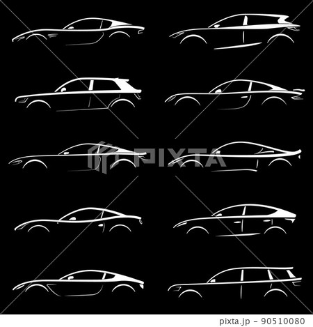 White cars silhouettes.  90510080