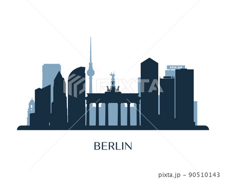 Berlin skyline, monochrome silhouette.  90510143