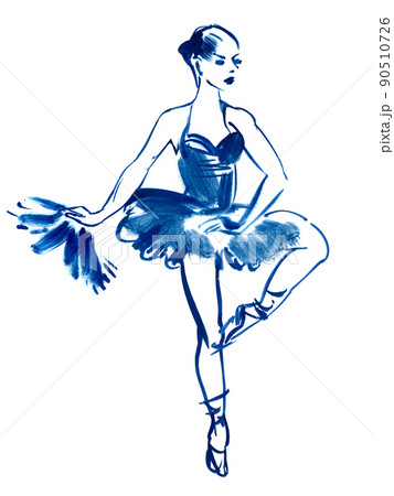 Blue ballerina, drawing gouache 90510726