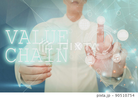 Text caption presenting Value Chain. Internet Concept Business manufacturing process Industry development analysis Lady holding light bulb pointing finger upwards symbolizing success. Text caption presenting Value Chain. Internet Concept Business manufacturing process Industry development analysis Lady holding light bulb pointing finger upwards symbolizing success. 90510754