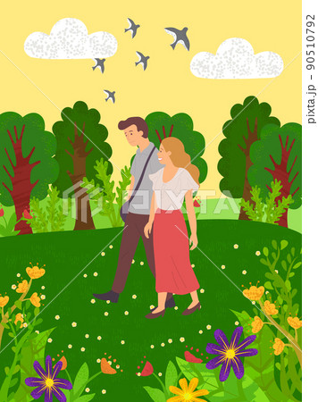 Summertime Scenery, Birds Fly and Flirting People Summertime Scenery, Birds Fly and Flirting People 90510792