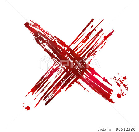 Cross sign element. Red grunge X icon, isolated on white background. Mark graphic design. Button for vote, decision, web. Symbol of error, check, wrong and stop, failed. Vector illustration 90512330