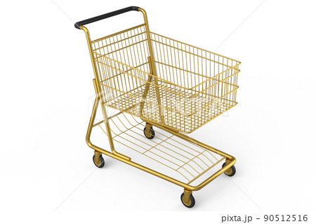 Shopping cart or trolley for groceries on white background. 90512516