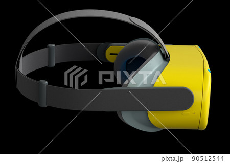 Virtual yellow reality glasses isolated on black background. 3d rendering 90512544