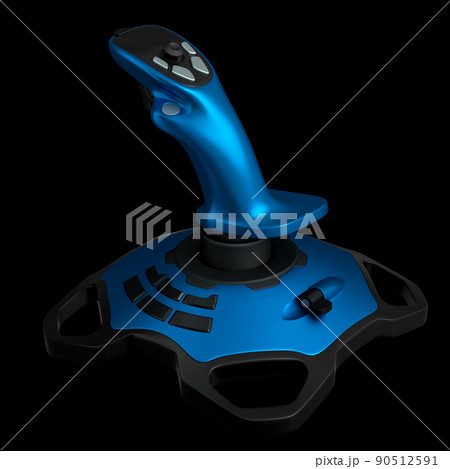 Realistic joystick for flight simulator isolated on black background 90512591
