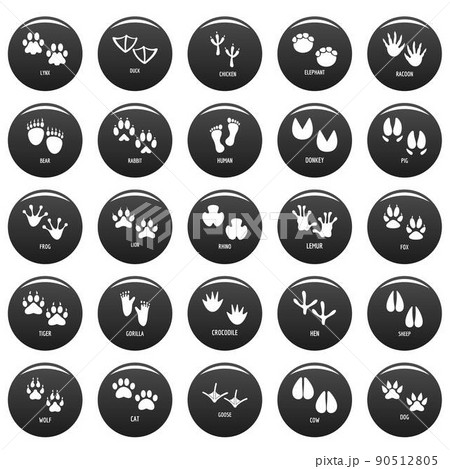 Animal footprint icons set vetor black 90512805