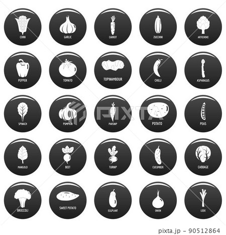 Vegetables icons set vetor black Vegetables icons set vetor black 90512864