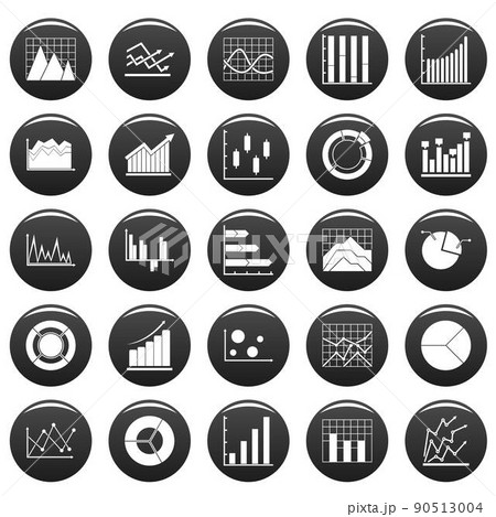 Chart diagram icon set vetor blackのイラスト素材 [90513004] - PIXTA