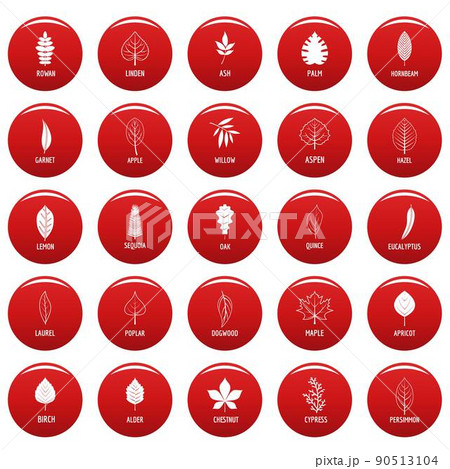 Leaf icons set vetor red 90513104