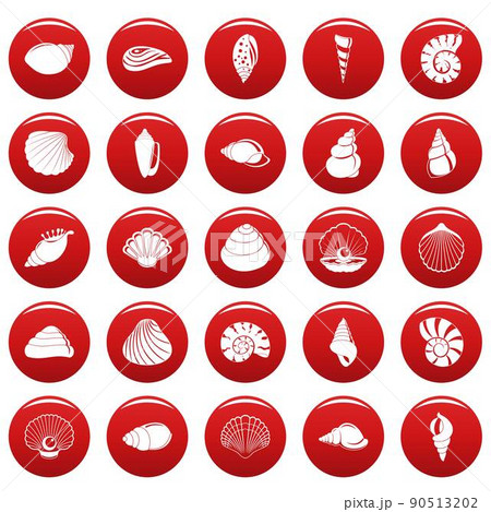 Sea shell icons set vetor red 90513202
