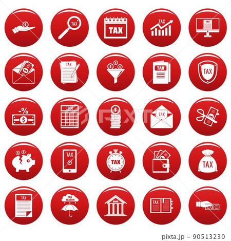 Taxes icons set vetor red Taxes icons set vetor red 90513230