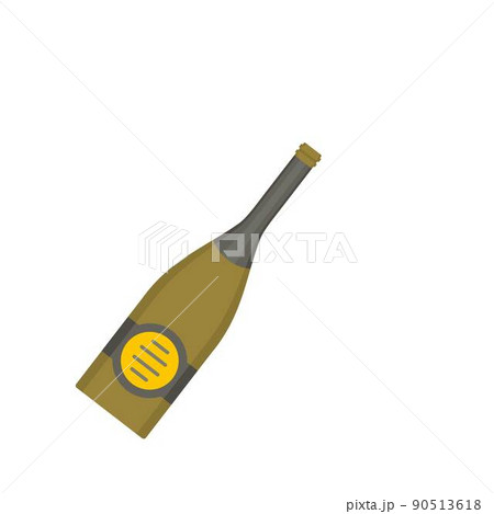 Bottle of champagne icon, flat style Bottle of champagne icon, flat style 90513618