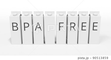 Cardboard containers with BPA FREE text. 3D rendering 90513859