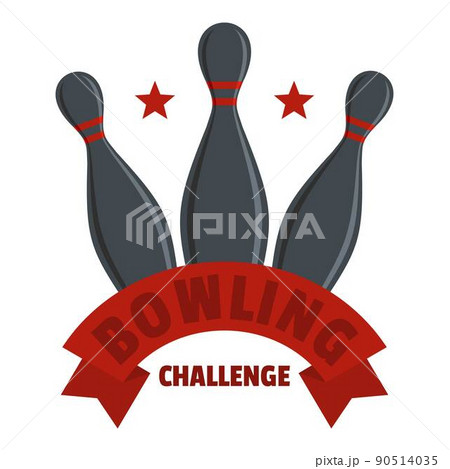 Bowling challenge logo, flat style 90514035