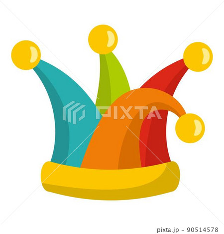 Jester cap icon, flat style 90514578