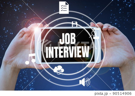 Inspiration showing sign Job Interview. Internet Concept Assessment Questions Answers Hiring Employment Panel Hands holding tablet presenting innovative ideas symbolizing technology. Inspiration showing sign Job Interview. Internet Concept Assessment Questions Answers Hiring Employment Panel Hands holding tablet presenting innovative ideas symbolizing technology. 90514906