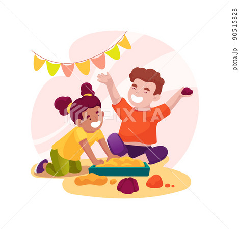 Touching Textures Isolated Cartoon Vector のイラスト素材